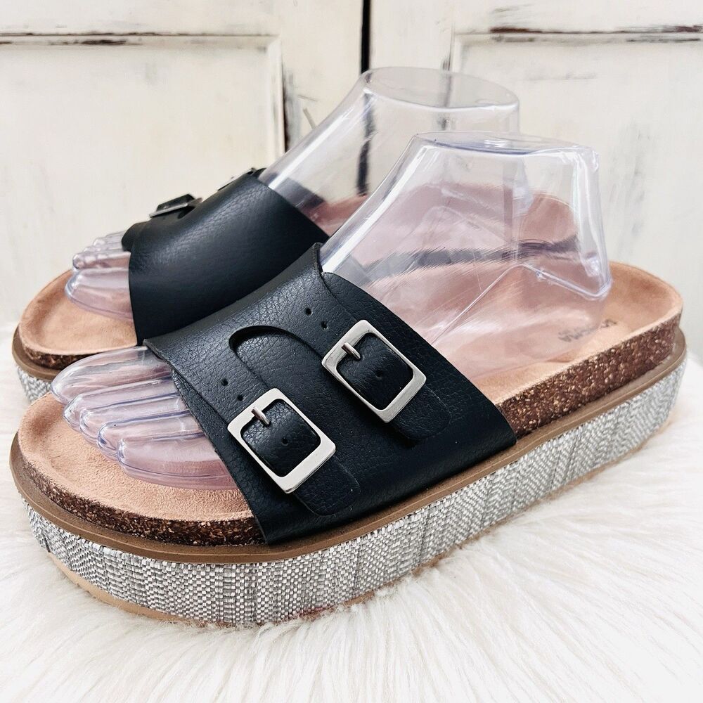 Sonoma Goods for Life Jemma Black Vegan Leather Platform Y2K 90's Sandals - Sz 9